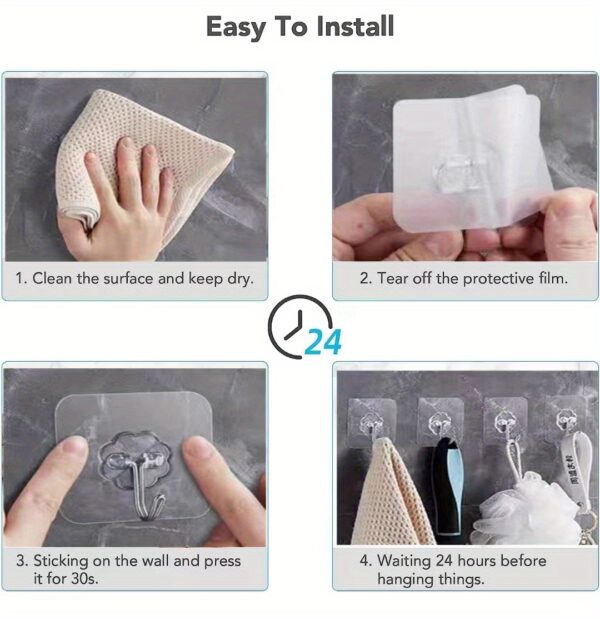 10pcs of Strong Adhesive Kitchen Hooks Adhesive Suction Cups Punch-Free Suction Cups Bathroom Wall-Mounted Toilet Wall Traceless Adhesive Hooks Towel Hook Combination Multi-Functional Hanging Convenient Storage Wall Hooks, Utility Hooks - Image 17