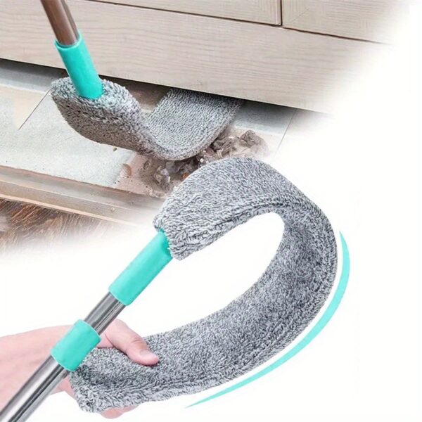 1set, Microfiber Dusting Brush With Extension Rod, Washable Extendable Dust Duster, Retractable Crevice Dust Cleaner, Dry Wet Dual-use Cleaning Brush, Multipurpose Dust Removal Brush, Suitable For Sofa Bed And Furniture Bottom, Cleaning Supplies - Image 5