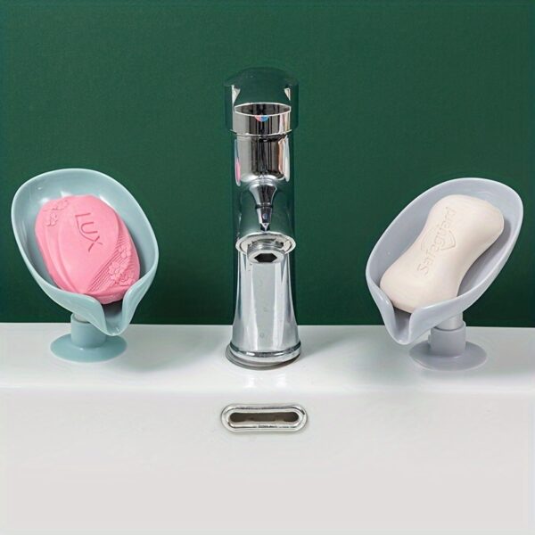Elegant Leaf-Shaped Soap Holder: Drain-Design, Strong Suction, Easy Install, Enhances Bathroom Decor & Keeps Soap Dry - Image 14