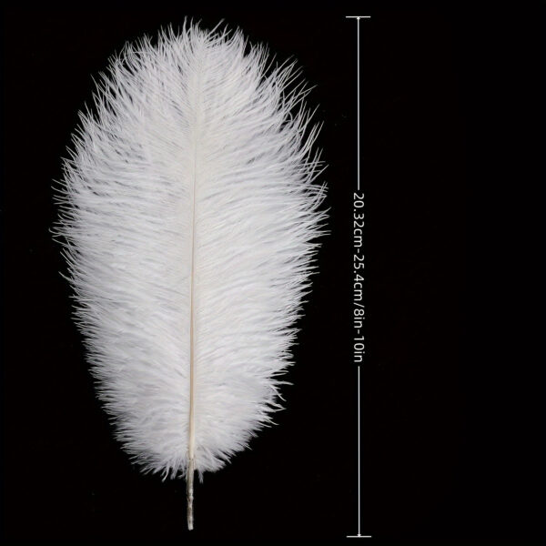 50pcs Luxury Craft White Faux Ostrich Feathers - 20.32-25.4 cm Premium Imitation Feathers for DIY Crafts, Home Decor, Party Centerpieces & Elegant Table Settings, Feathers for Crafts - Image 3