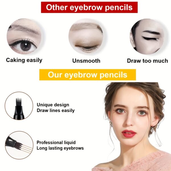 Eyebrow Tattoo Pen, Waterproof Long Lasting Microblading Eyebrow Pencil With A Micro-Fork Tip Applicator, Creates Natural Eyebrow Makeup, Draw Clear Eyebrows, Gifts For Women - Image 3