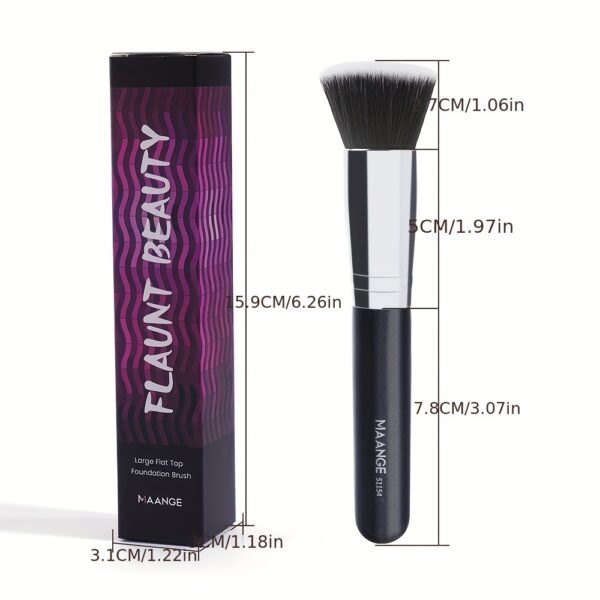 MAANGE Flawless Foundation Brush - Large Flat Top, Ultra-Soft Nylon Bristles for Seamless, Quick Application - Fragrance-Free, Ideal for All Skin Types - Black Handle, MAANGE - Image 6