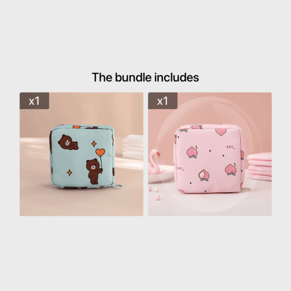 Cute Bear Portable Sanitary Napkin Storage Bag - Large Capacity, Waterproof, and Organizer for Women  - Cartoon Physiological Period Tampon Bag - Image 24