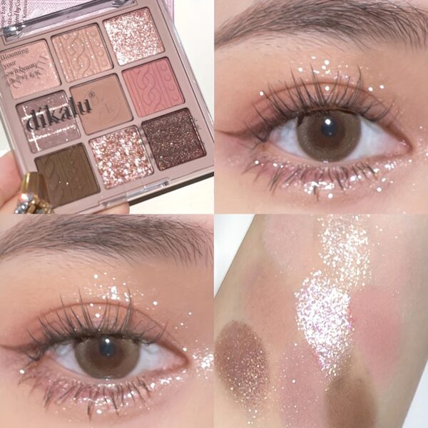 9-color Eyeshadow Palette Low Saturated Matte Pearly Glitter Velvet Texture Brown Color Taro Milk Tea Nude Pink Purple Eyeshadow Waterproof And Long-lasting Makeup - Image 4
