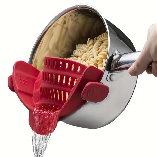 1pc Adjustable Clip-On Strainer for Pots and Pans, Plastic Pasta Strainer, Food Strainer for Meat Vegetables Fruit, Kitchen Colander Accessory - Image 4