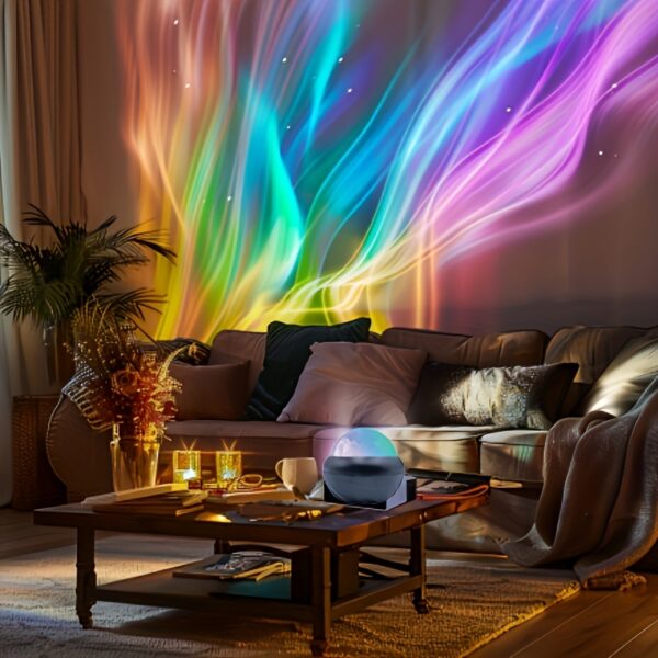 1pc USB-Powered LED Rainbow Light Projector - 360° Rotating Colorful Ambiance Lamp, Resin Material, Non-Rechargeable Button Battery, Ideal for Bedroom & Living Room Decoration, Unique Gift Idea - Image 13