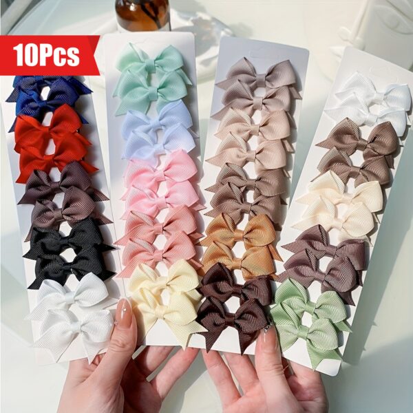[10pcs Baby Bow Clips] 10pcs Adorable Baby Girls Bow Hair Clips | Perfect For Stylish Headwear, Ideal Choice For Gifts - Image 13