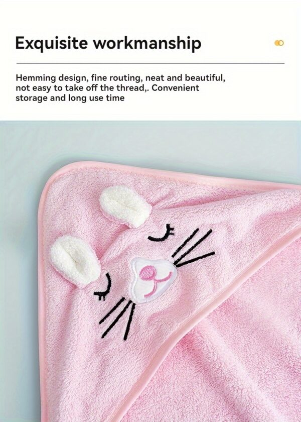 Super Absorbent Microfiber Baby Bathrobe - Adorable Elephant Hooded Towel with Matching Hat, Soft & Cozy for Boys and Girls 0-2 Years, Cartoon Design, Machine Washable, Baby Bath Accessories - Image 14
