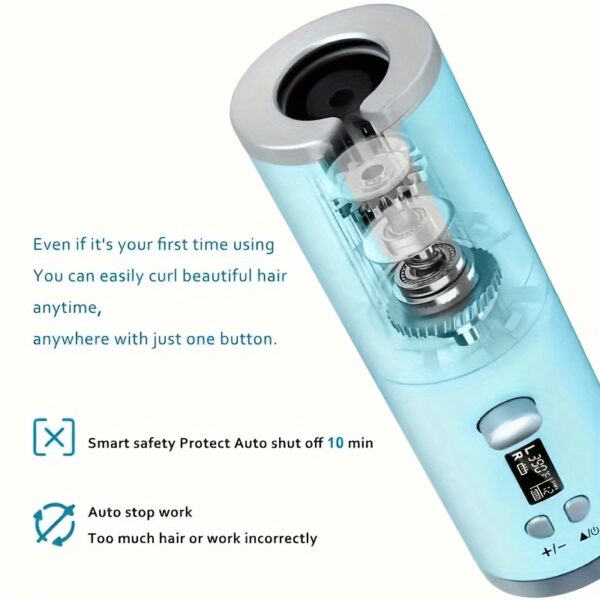 5 Heat Settings Ceramic Auto-Curler for Luscious Locks - Anti-Scald, Tangle-Free, Quick Charge USB Rechargeable Lithium Battery - Perfect for Styling, Special Occasions, and as an Elegant Gift with Luxurious Gift Box Included - Image 7