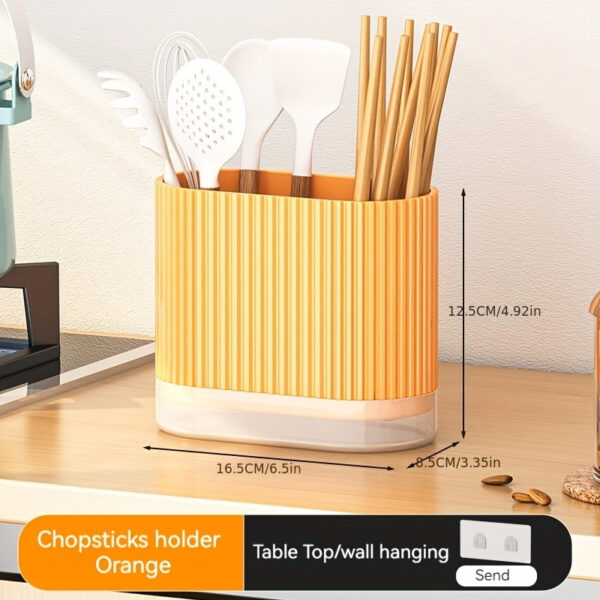 1pc Utensil Holder, Countertop Knife & Fork Storage Drain Box, Multifunctional Plastic Rectangular Drainage Fridge Box, For Spatula, Spoon, Knife, Chopsticks And Fork, Household Storage Supplies - Image 7