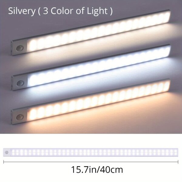 1pc KATHYLIGHT LED Motion Sensor Cabinet Light, Brushed Metal Strip Sconce with Voice Control, Wireless Magnetic USB Rechargeable, Auto-shut-off, Detachable Fixture, Plastic Shade, for Wardrobe, Closet, Kitchen, Stairs, Corridor, Shelf - 800mAh Lithium Ba - Image 7