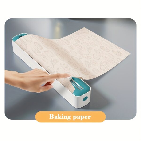 Dual-Action Fresh Wrap Dispenser & Cutter – Multi-Purpose Kitchen Sealer for Plastic, Tin Foil, Baking Paper & Wax Sheets – Reusable Packaging Machine with Orange Accents – Sleek White & Black Design, Kitchen Packaging Tool | Sleek Appliance Design | Dura - Image 15