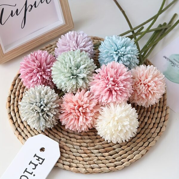 5pcs Glorious Chrysanthemum Ball Flowers Bouquet - Perfect for Home, Office, Coffee House, Parties, and Weddings - Artificial Flowers for Important People - Image 8