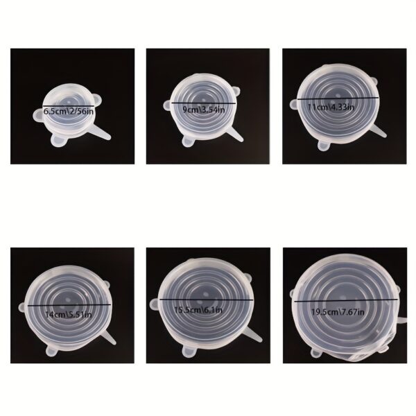 6-Pack Silicone Elastic Lids, Reusable Durable Food Storage Bowl Covers, BPA-Free, Dishwasher & Freezer Safe, Kitchen Accessories - Image 4