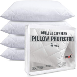 Pillow Protectors 4 Pack Pillow case cover Quilted Zipped Premium Quality 50 x 75cm - White Ultra Luxe Zipped Covers, Quilted Pillow Protectors, Soft & Breathable Microfiber Pillowcase Protectors,