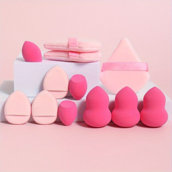12pcs All-Purpose Makeup Sponge Set, Consisting of 3 Loose Powder Puffs, 3 Mini Air Cushion Puffs, 3 Beauty Eggs And 3 Mini Beauty Eggs. Foundation Blending Beauty Sponges, Liquid, Cream And Powder Flawless, Latex-Free Wet And Dry Foundation Makeup Cream, - Image 17