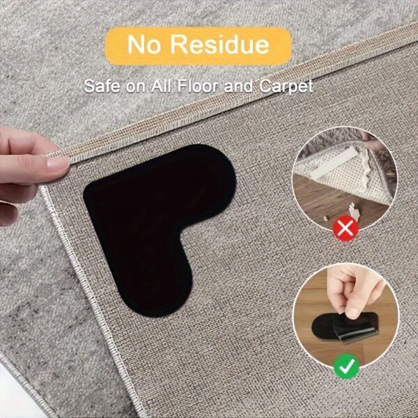 4/8pcs High-Quality Anti-Slip & Anti-Drilling Carpet Stickers for Living Room, Dining Room, Bathroom, Ceramic Tiles & Wooden Floors - Prevent Carpet Movement & Rolling - Novelty Plastic PE Material - Image 7