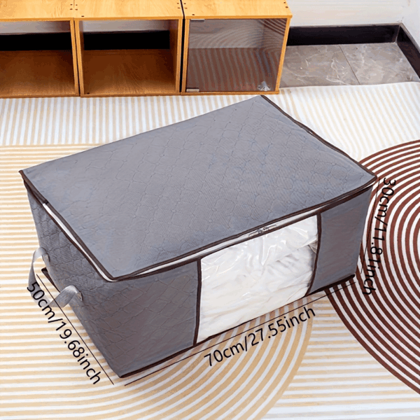 Large Non-Woven Fabric Clothes Storage Organizer Bag with Clear View Window & Secure Zipper Closure - Multi-Purpose Garment Protector for Blankets, Comforters, Seasonal Clothing Storage, Under-Bed Storage - Image 13