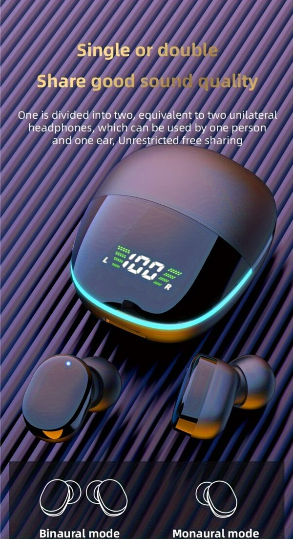 2024 Model Wireless Earbuds with LED Display, Touch Control, In-Ear TWS Design for Gaming & Sports, Compatible with iOS/Android - Sleek Metallic Charging Case Included, Earbuds Wireless - Image 12