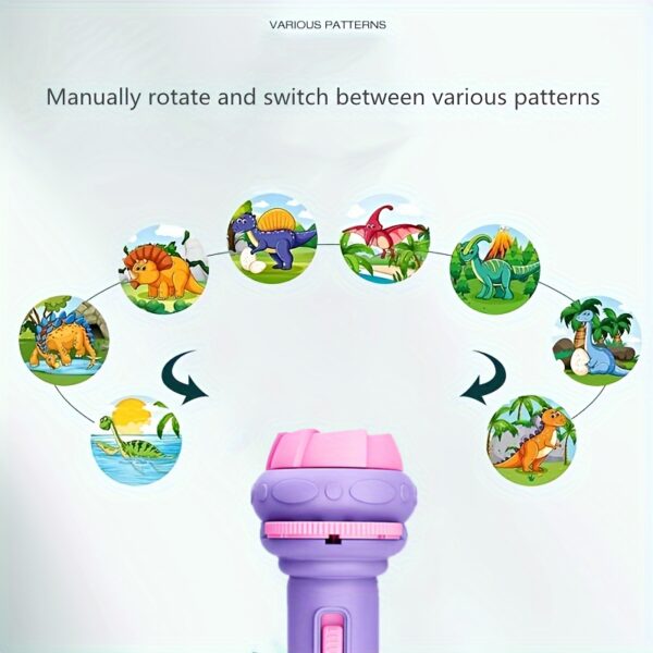 A Flashlight Projector with 32 Patterns, Featuring Fun Designs of Dinosaurs, Animals, And Ocean Themes, Along with Various Fruits And Numbers, Making It an Educational Toy for Bedtime. - Image 3