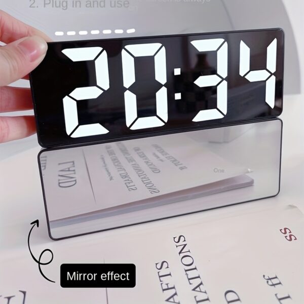 Modern LED Digital Clock with Adjustable Brightness, Date & Temperature Display - USB-Powered 12/24H Rectangular Bedroom Alarm Clock for Home Office Decor, Digital Display Clock | Contemporary Design | Durable Electronics, Alarm Clocks for Bedrooms - Image 10