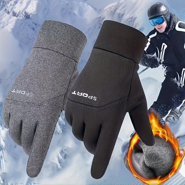 Plus Velvet Autumn and Winter Outdoor Gloves, Men's Warm Cold Safeguard Sports Riding Ski Touch Screen Gloves - Image 2