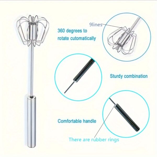 [1pc Multifunctional Whisk & Frother] 1pc Multifunctional Stainless Steel Whisk & Milk Frother, Home Baking Tools, Cream Egg Hand Blender, Household Push Blender Blender - Egg Whisk, Milk Frother, Hand Push Blender Blender Multi-Tool Eid Al-Adha Mubarak - Image 9