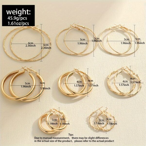 A Set Of 8 Pairs Of Simple And Stylish Twisted Wave Sparkling Earrings In Golden And Silvery Colors. - Image 5