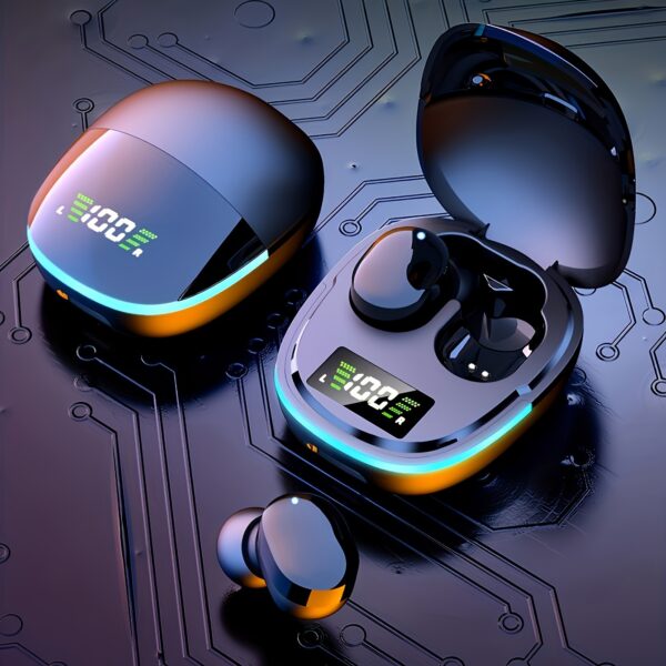 2024 Model Wireless Earbuds with LED Display, Touch Control, In-Ear TWS Design for Gaming & Sports, Compatible with iOS/Android - Sleek Metallic Charging Case Included, Earbuds Wireless