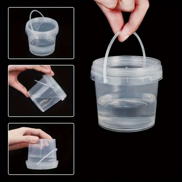 20pcs 10oz Clear Plastic Storage Containers with Lids & Handles - Durable 300ml Ribbed Design Organizers for DIY Crafts, Slime, Paints, Art Supplies & Small Parts - Stackable, Space-Saving Craft Storage Boxes, Art Supply Organizer, Transparent Container, Practical Container Design - Image 6