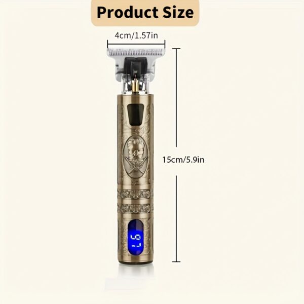 YAIAWISU Men's Cordless Hair Clippers & Beard Trimmer Kit - Golden, USB Rechargeable with LCD Display, Precise T-Blade, Includes Guide Combs & Accessories, 600mAh Battery, Rechargeable Hair Trimmer - Image 6