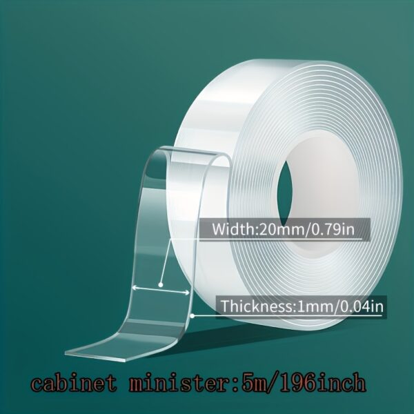 Versatile Transparent Double-Sided Tape - Reusable, Strong Adhesive for Home, Kitchen, Office & Car Use! - Image 8
