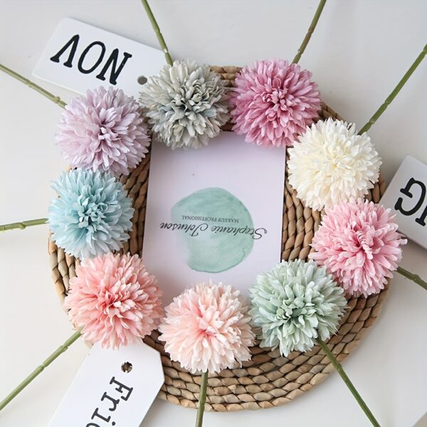 5pcs Glorious Chrysanthemum Ball Flowers Bouquet - Perfect for Home, Office, Coffee House, Parties, and Weddings - Artificial Flowers for Important People - Image 4