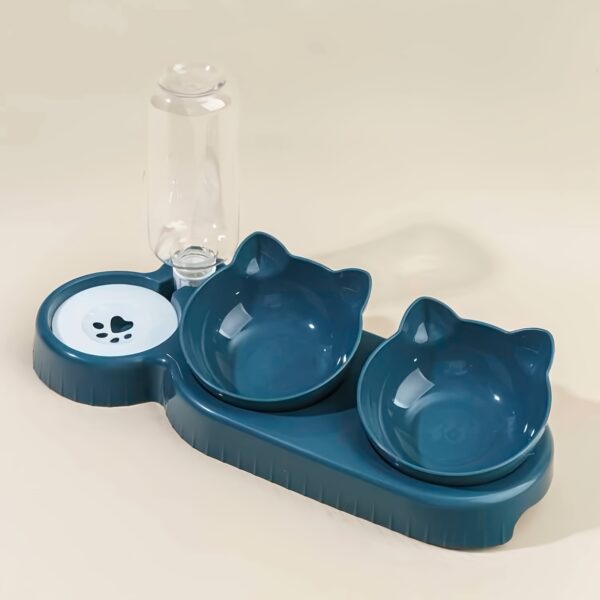 3-in-1 Tilted Pet Bowls Set with Gravity Water Feeder - Adjustable Ear Design for Neck Protection, Easy Cleaning, and Reduced Spills - Perfect for Cats and Small Dogs - Image 7