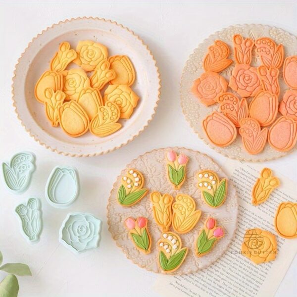 4pcs/Set Fruit Jam Sandwich Cookie Cutter Mold Valentine's Day Love Flower Biscuit Stamp Embossers Pressed Kitchen Accessories back to school - Image 7