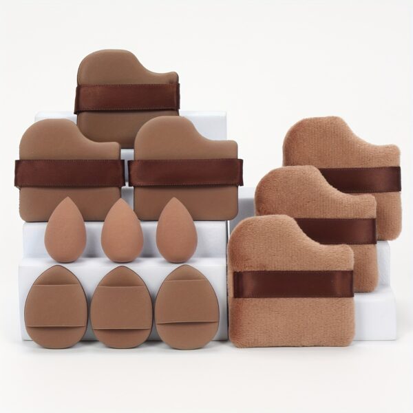 12pcs All-Purpose Makeup Sponge Set, Consisting of 3 Loose Powder Puffs, 3 Mini Air Cushion Puffs, 3 Beauty Eggs And 3 Mini Beauty Eggs. Foundation Blending Beauty Sponges, Liquid, Cream And Powder Flawless, Latex-Free Wet And Dry Foundation Makeup Cream, - Image 3