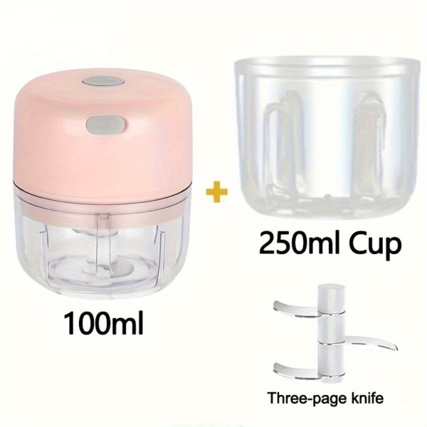 100ml/250ml USB Rechargeable Mini Kitchen Garlic Press Electric Garlic Chopper & Meat Grinder, Masher - Image 17
