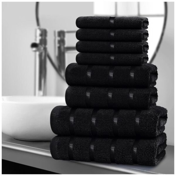 8pcs Egyptian Cotton Towel Set | Quick-Drying & Highly Absorbent | Includes 4 Face, 2 Hand, 2 Bath Towels | Sophisticated Boston Design | 15 Elegant Colours | Machine Washable - Image 3