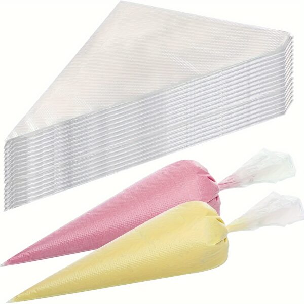 50/100/200pcs Heavy-Duty Disposable Plastic Piping Bags - Durable, Reusable, No-Slip Grip for Cake Decorating, Baking, Frosting & - Kitchen Tools for Home & Professional Bakers, Baking Accessories