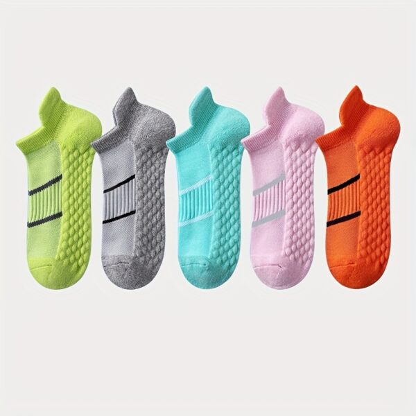 5pairs Men's Professional Sports Socks, Summer Thin Mesh Breathable Sweat-absorbing Anti-odor Ear Lifting Heel Guard Short Socks - Image 7