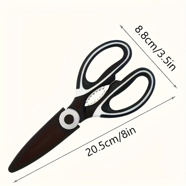 Heavy-Duty Stainless Steel Kitchen Scissors - Multifunctional Food Shears for Duck, Fish, Meat, Chicken Bones, Pizza & Salad - Perfect for BBQs and Home Use - Image 6