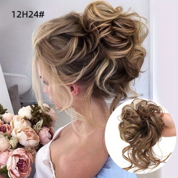 Add Volume and Style with Synthetic Messy Curly Hair Bun Chignon Scrunchy Hair Band! Hair Accessories Halloween Christmas - Image 26