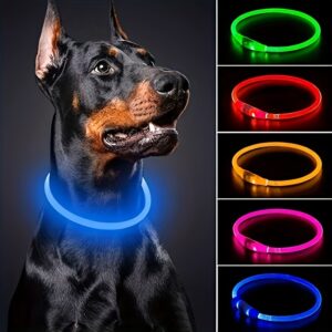 [USB Rechargeable LED Dog Collar] Pet Dog LED Light Collar Whole Luminous At Night Anti-loss USB Rechargeable Dog Collar