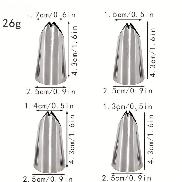 Stainless Steel Medium Size 4pcs Icing Nozzles - 0.5/0.6inch Piping Tips for Cake Decorating, Home Kitchen, and Bakery - Kitchen and Baking Supplies - Image 14