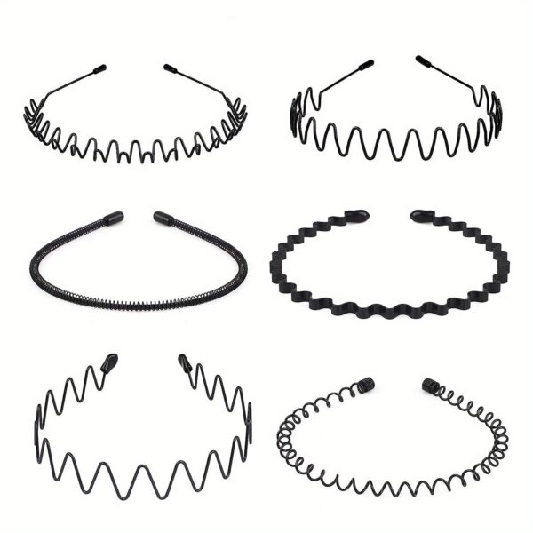 Non-Slip Elastic Black Wavy Metal Headband - Hair Band for Outdoor Sports & Fashion Accessory, Men's Spring Hair Clip - Image 11