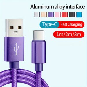 USB Type C cable for fast and safe charging is suitable for Samsung, Redmi, OnePlus mobile phone charging cables, with a length of 1m/2m/3m