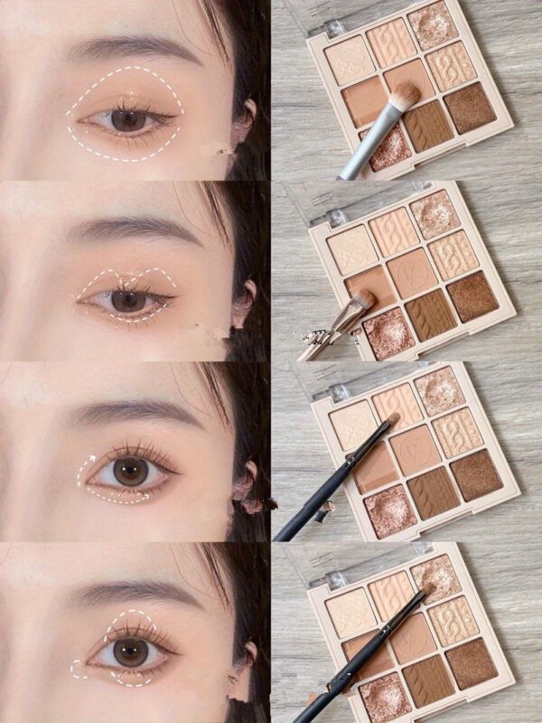 9 Color Eyeshadow Palette, Matte And Shimmer Glitter Brown Eyeshadows Powder, Long Lasting Blendable Eyeshadow Cosmetics - Image 10
