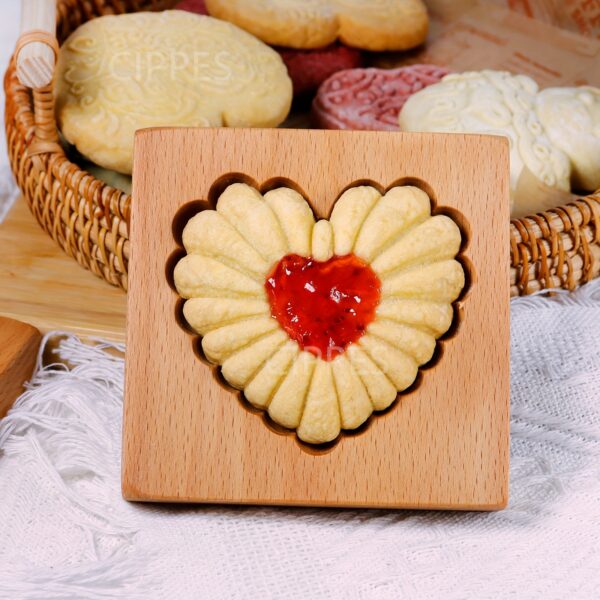 Cippes Wooden Cookie Cutter Mold, 3D Heart Daisy Snow Patterns, DIY Biscuit Stamp for Pastry, Embossing Craft Decorating Baking Tool, Ideal for Thanksgiving, Christmas, Valentine'S Day, Mother'S Day - Image 9