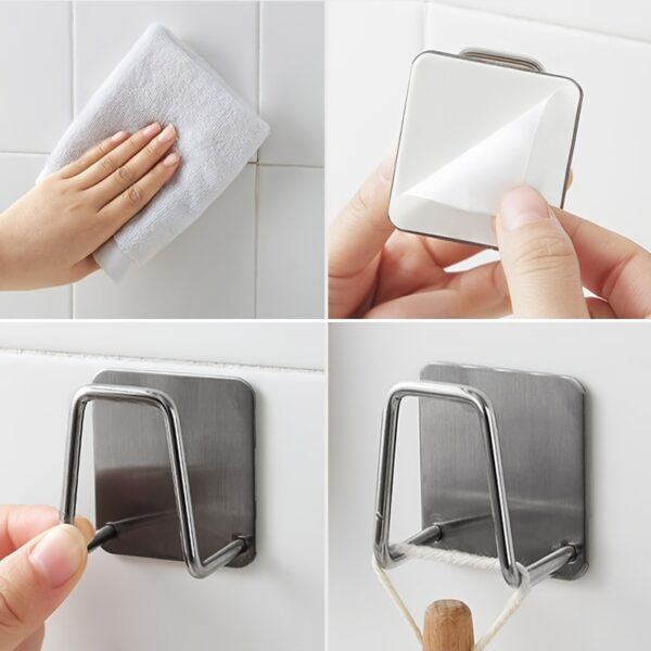 1pc/4pcs, No Punching Sponge Holder, Wall Mount Sponge Rack, Stainless Steel Sink Drain Rack, Random Color - Image 9