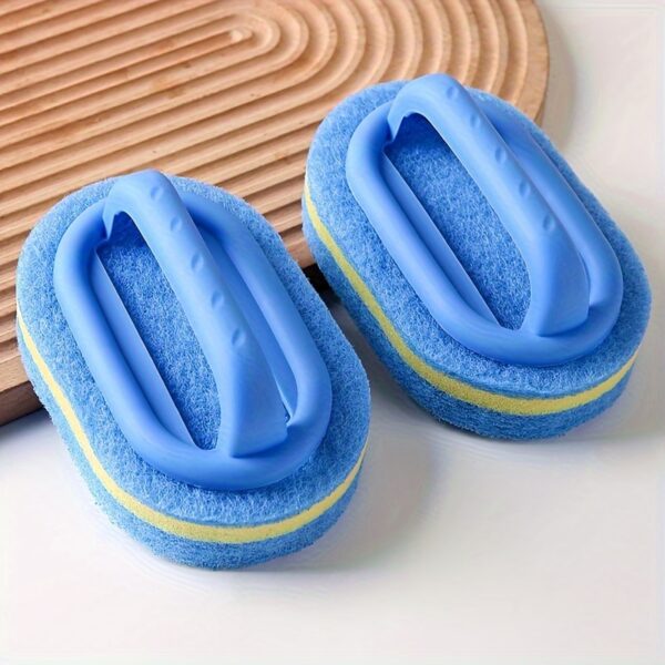 1pc, Sponge Cleaning Brush With Handle, Bathroom Bath And Tile Scrub Brush, Kitchen Cleaning Sponge Wipe, Dishwashing Sponge Brush, Pot Brush, Durable Cleaning Sponge, Power Decontamination, Cleaning Supplies, Back To School Supplies - Image 5